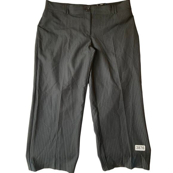 Avenue Women Formal Pants size 18 Petite Straight Leg Boot Cut Stripes Black - Picture 1 of 8